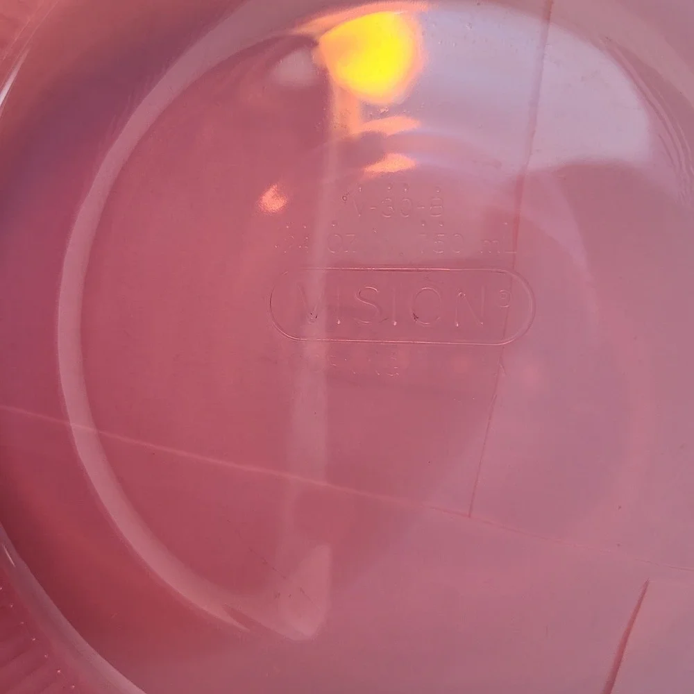 Lot of 2 Corning Vision Casserole Dish V-30-B Cranberry Glass 24oz Ribbed Round
